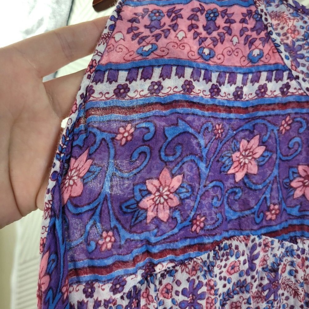 Vintage LA Cera Patio Dress Plus size 2X 18/20 Muumuu Caftan Kaftan Gauze blue - Picture 4 of 6